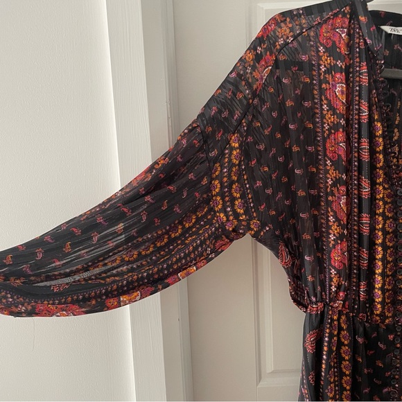 ZARA Boho pattern dress Size SMALL - Picture 3 of 5